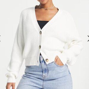 MONKI Women's Knit Button Front Cardigan Size S in White Light